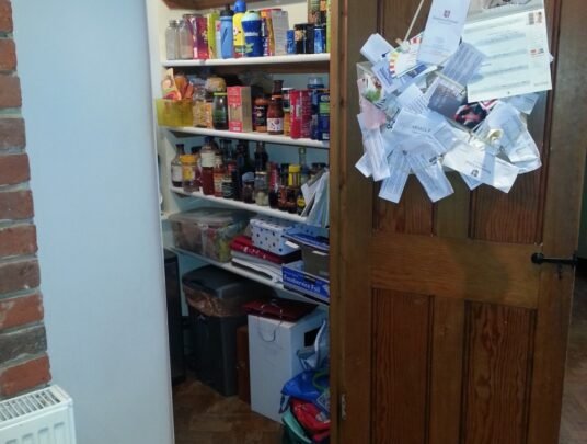 Domestic walk in fridge with food
