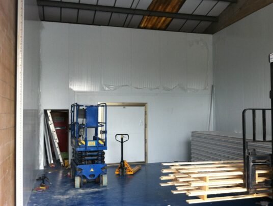 Cold room during installation at Raynor foods